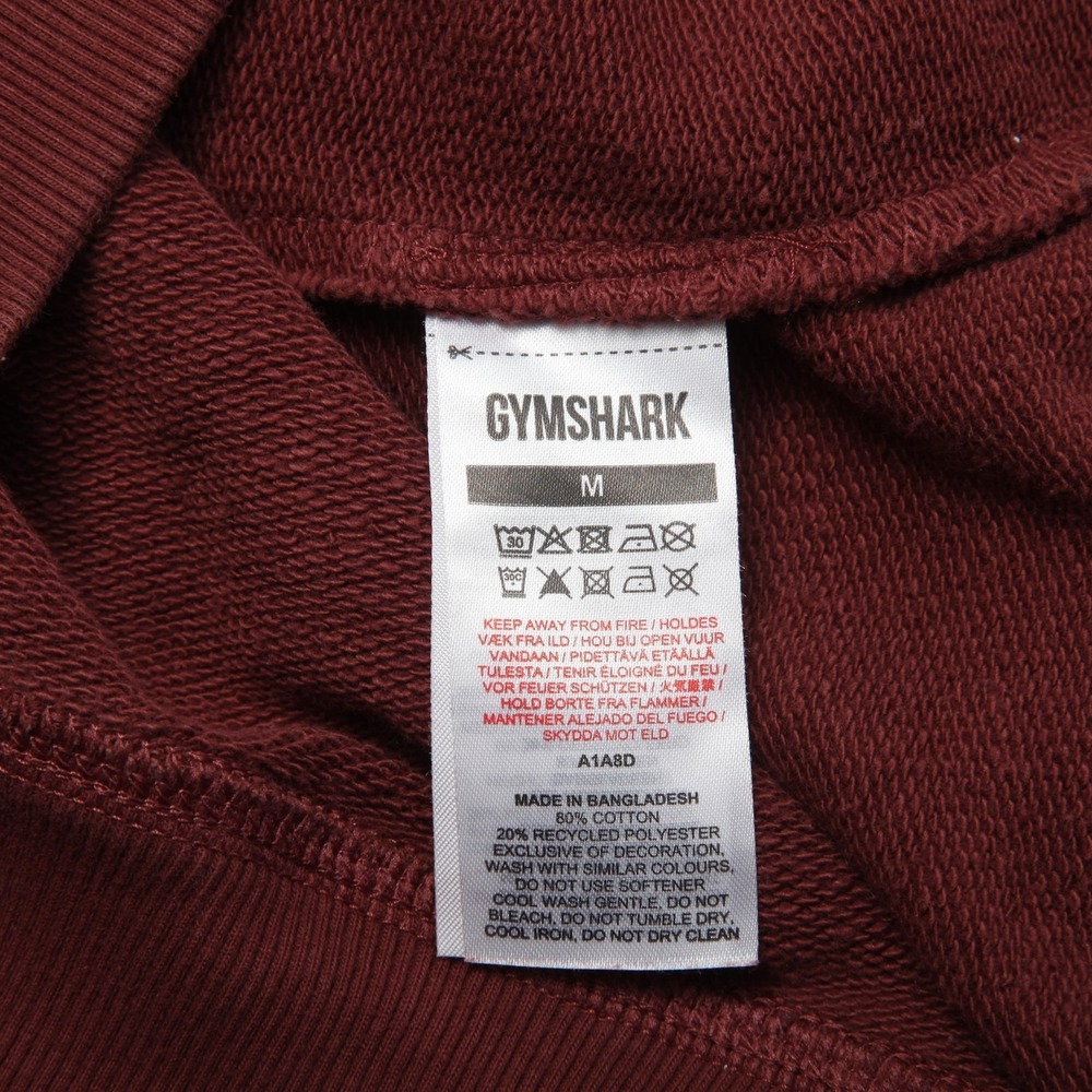 Gymshark Legacy Hoodie Mens M Cherry Brown Lifting Club Shark Graphic Fleece - Picture 6 of 12